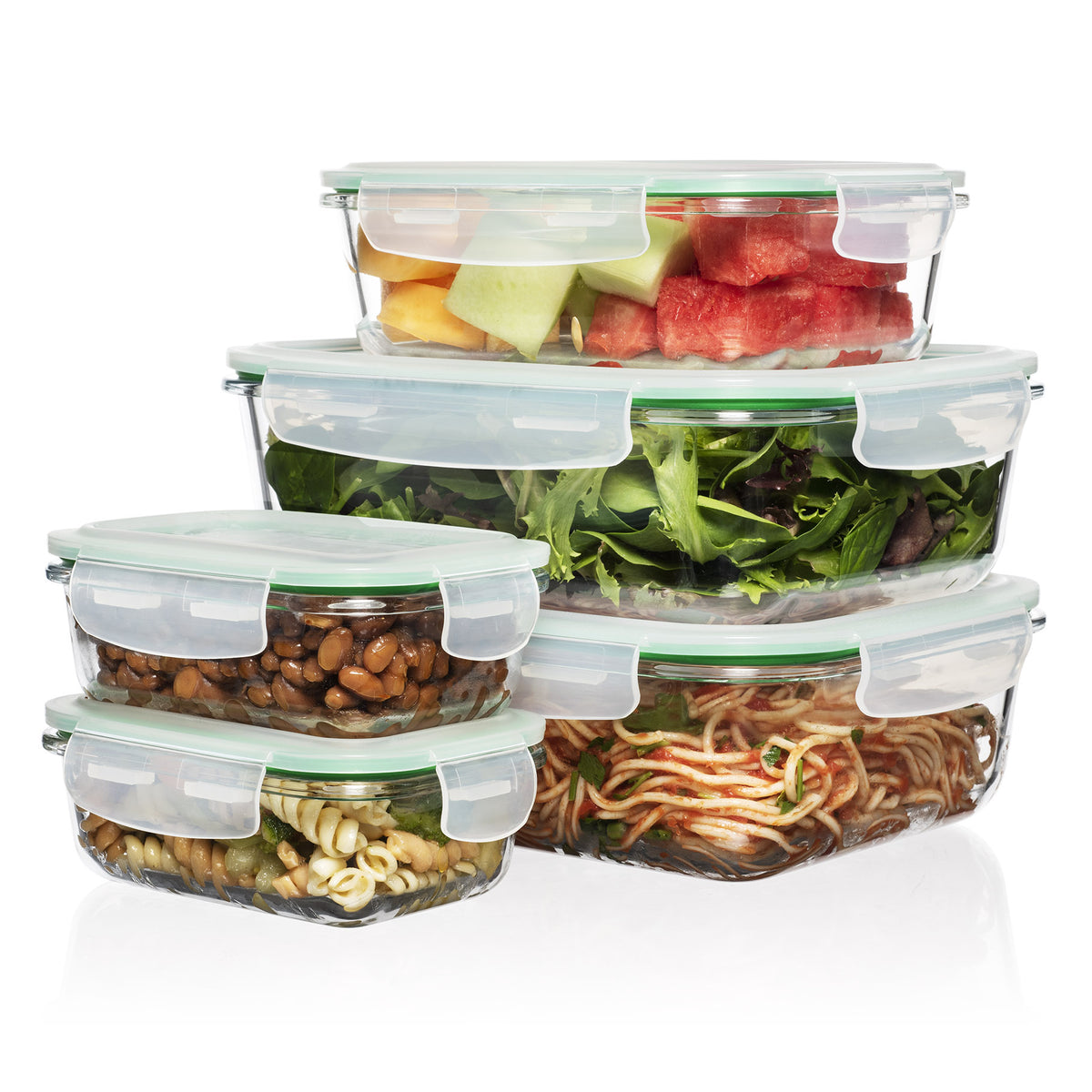 coccot 5-Pack Stackable Glass Food Storage Jars  