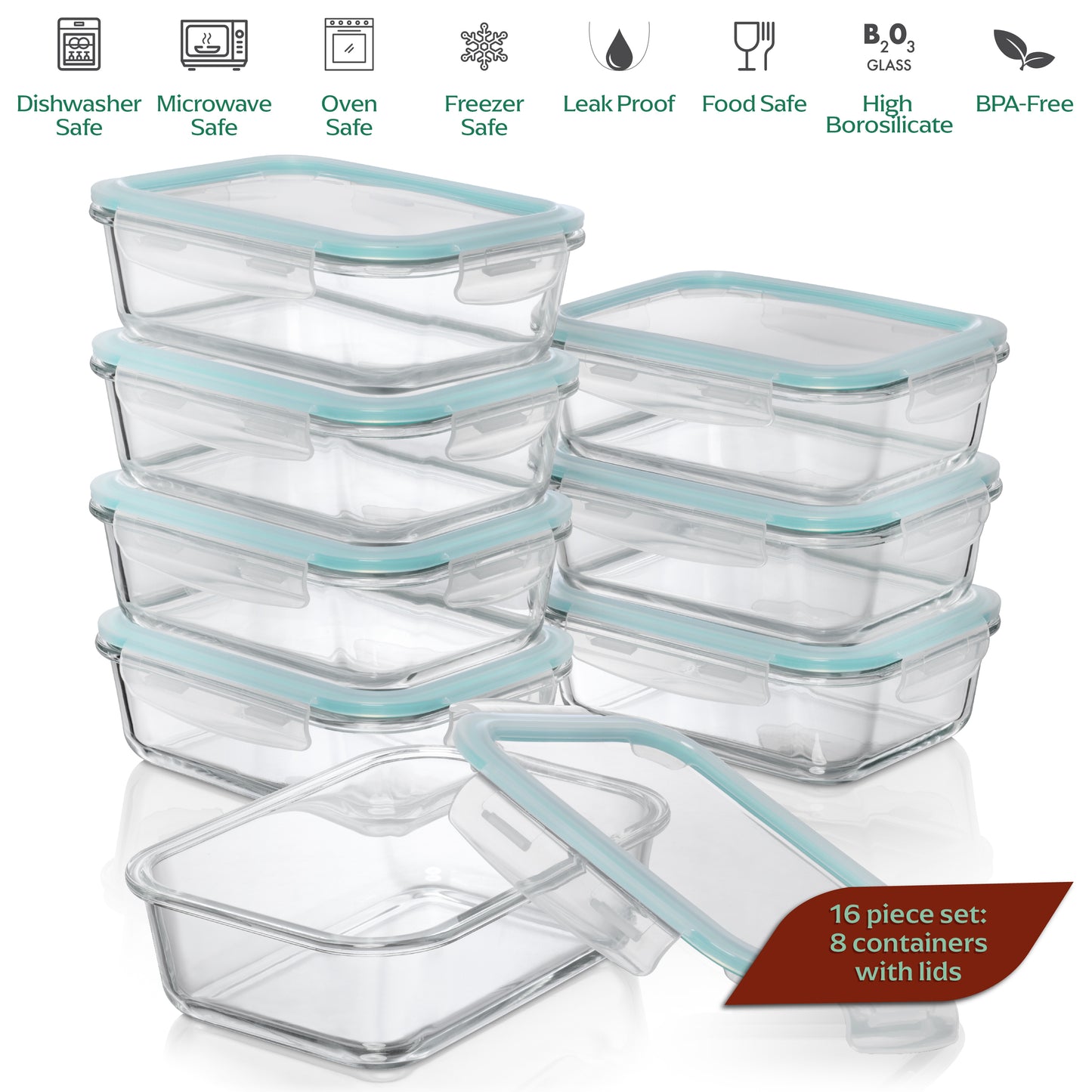 1 & 2 & 3 Compartment Glass Meal Prep Containers (3 Pack, 35 Oz) - Food  Storage