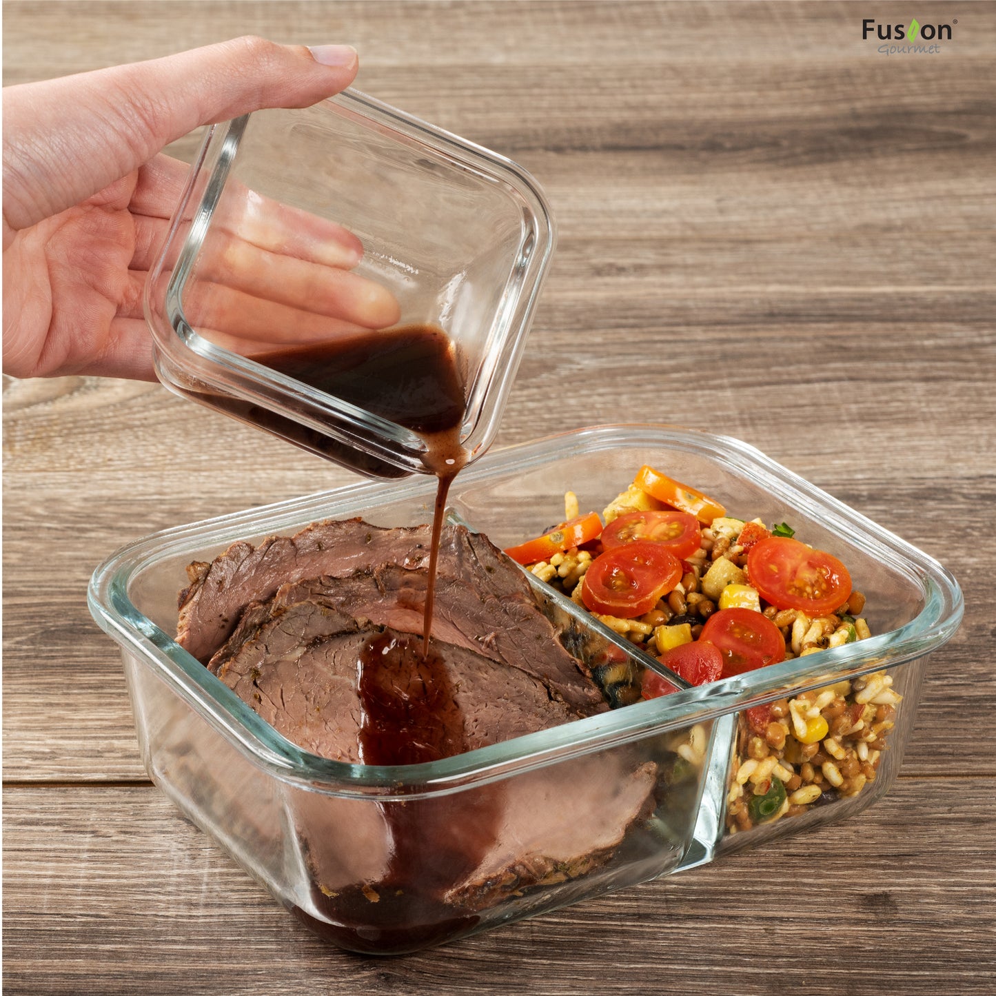 Set of 8 Fusion Gourmet Glass Food Storage Containers with Lids 4.4 cup  Airtight 