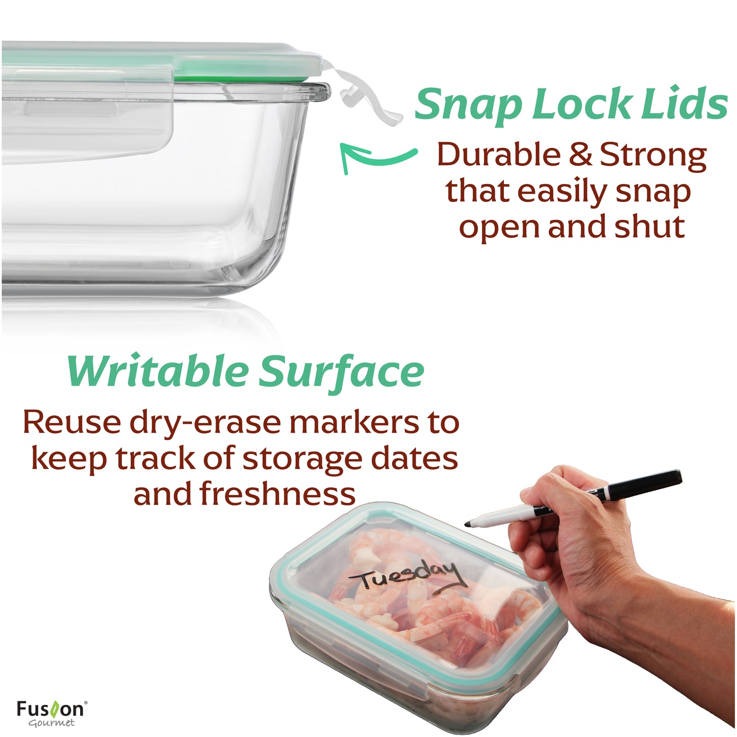 Heat Resistant Glass Food Container Lunch Box with Two Dividers
